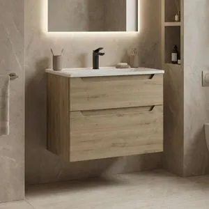 Messina 65 v2 - 831 Oak Bathroom Cabinet With Sink
