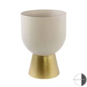 Metalna obloga za saksiju krem/zlatno 132735