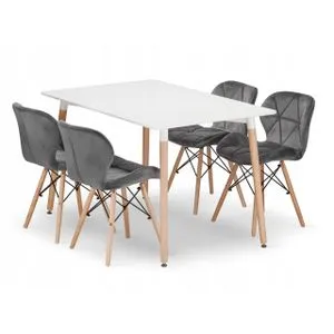 MILANO STO 120x80 cm + FERRA trpezarijske stolice set 4 kom Velvet siva
