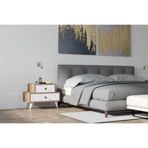 Mise - Noćni ormarić u beloj boji i orahu