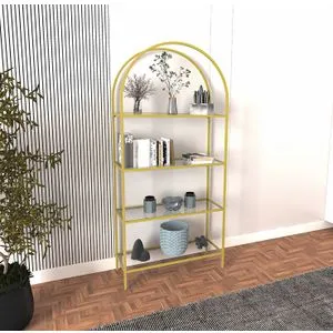 Mona - Gold Glass Gold Bookshelf