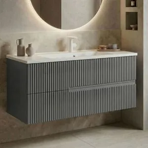 Moonlight 120 - 505 Matte Grey Bathroom Cabinet With Sink