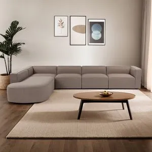 Mora (X-Oval-L1-O1-O1-R1) Light Brown Corner Sofa