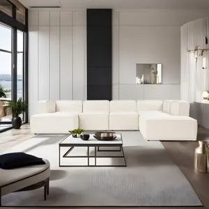 More M (M5-M1-M1-M2-M3) - Cream Cream Corner Sofa