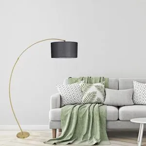 Mısra Eskitme Lambader Silindir Hasır Siyah Abajurlu Black Floor Lamp