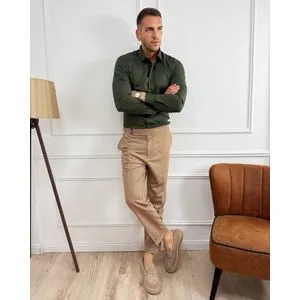 Muška slim fit maslinasta košulja