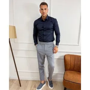Muške elegantne sive pantalone