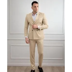 Muško dvoredno odelo sa prugama / bež