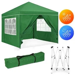 MultiGarden baštenski šator/paviljon 3 × 3 m, automatski rasklopiv, zeleni, sa 4 bočne stranice