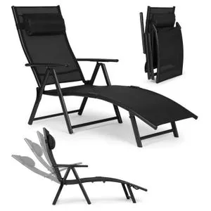 MultiGarden sklopiva baštenska ležaljka za plažu sa podesivim naslonom i čeličnim ramom crna ZRL0...
