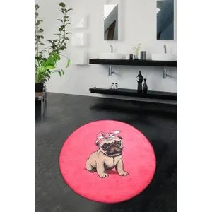 Multikolorna Kupatilska Prostirka Pink Pug (100 cm)