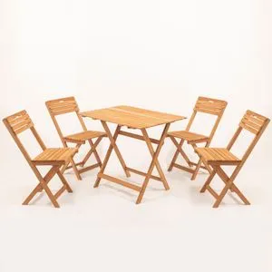 My004 Brown Garden Table & Chairs Set (5 Pieces)