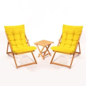 My005 - Žuti Set Stola i Stolica za Baštu (3 Komada)