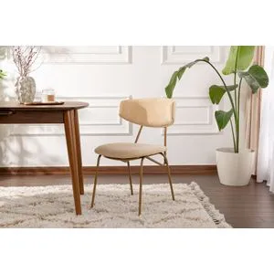 Nancy - Bež, Zlatna Bež Set Stolica (2 Komada)