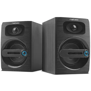 Natec NGL-1641 COUGAR, Stereo Speakers 2.0, 6W RMS, USB power, 3.5mm Connector, Wooden Case, Black
