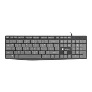 Natec NKL-1507 NAUTILUS, Slim Multimedia Keyboard US, Spill Proof, USB, Black/Grey
