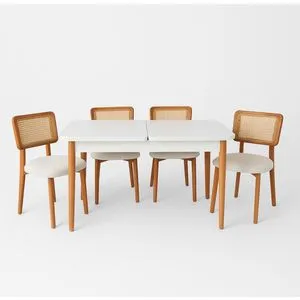 Natura - Wood White, Oak Wood White
Oak Extendable Dining Table & Chairs Set (5 Pieces)