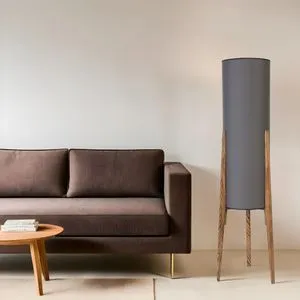 Navas Yanık Lambader Koyu Gri Abajurlu