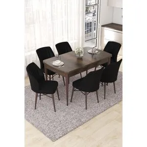 Nef - Baroque, Black Baroque
Black Extendable Dining Table & Chairs Set (7 Pieces)