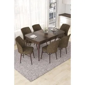 Nef - Baroque, Brown Baroque
Brown Extendable Dining Table & Chairs Set (7 Pieces)