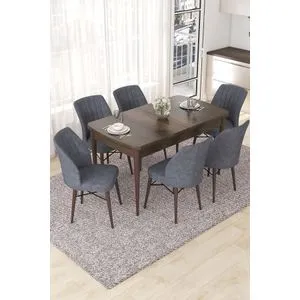 Nef - Baroque, Fume Baroque
Fume Extendable Dining Table & Chairs Set (7 Pieces)