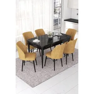 Nef - Black Marble, Cappuccino Black Marble
Cappuccino Extendable Dining Table & Chairs Set (7 Pi...