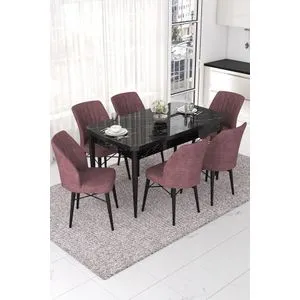 Nef - Black Marble, Dusty Rose Black Marble
Dusty Rose Extendable Dining Table & Chairs Set (7 Pi...