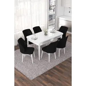 Nef - White, Black White
Black Extendable Dining Table & Chairs Set (7 Pieces)