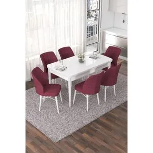 Nef - White, Burgundy White
Burgundy Extendable Dining Table & Chairs Set (7 Pieces)