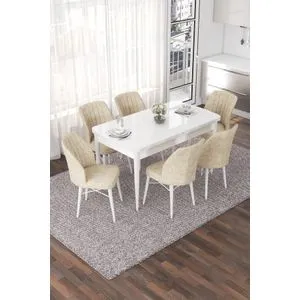 Nef - White, Cream White
Cream Extendable Dining Table & Chairs Set (7 Pieces)