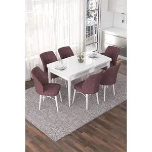 Nef - White, Dusty Rose White
Dusty Rose Extendable Dining Table & Chairs Set (7 Pieces)