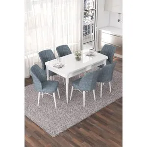 Nef - White, Grey White
Grey Extendable Dining Table & Chairs Set (7 Pieces)