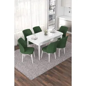 Nef - White, Khaki White
Khaki Extendable Dining Table & Chairs Set (7 Pieces)
