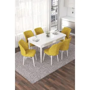 Nef - White, Mustard White
Mustard Extendable Dining Table & Chairs Set (7 Pieces)