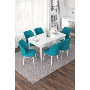 Nef - White, Turquoise White
Turquoise Extendable Dining Table & Chairs Set (7 Pieces)