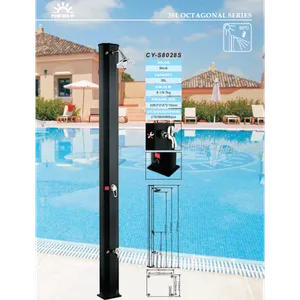 NERO Solarni tuš 35L crni ravni sa nožnom slavinom H=217cm