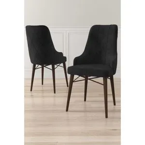 Neta - Crni i Braon Set Stolica (4 Komada)