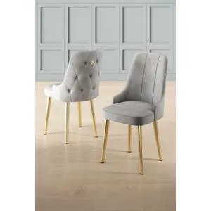 Newa - Sivi i Zlatni Set Stolica (6 Komada)