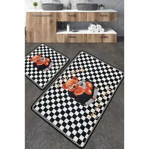 Newspaper Multicolor Bathmat Set (2 Pieces)