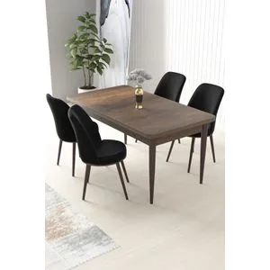 Nil - Baroque, Black Baroque
Black Dining Table & Chairs Set (5 Pieces)