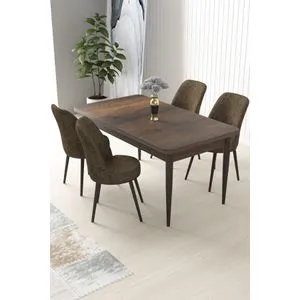Nil - Baroque, Brown Baroque
Brown Dining Table & Chairs Set (5 Pieces)