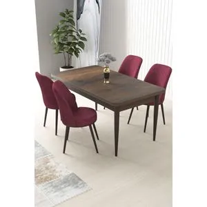 Nil - Baroque, Burgundy Baroque
Burgundy Dining Table & Chairs Set (5 Pieces)