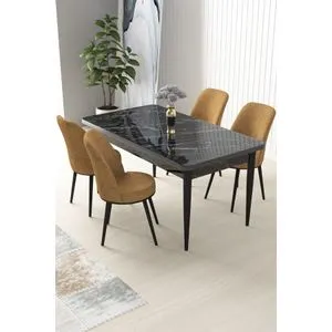 Nil - Black Marble, Cappuccino Black Marble
Cappuccino Dining Table & Chairs Set (5 Pieces)