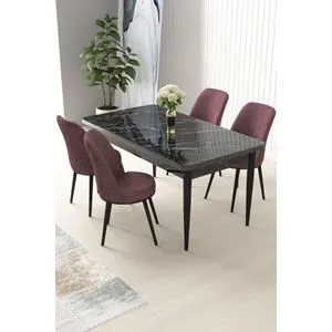 Nil - Black Marble, Dusty Rose Black Marble
Dusty Rose Dining Table & Chairs Set (5 Pieces)
