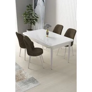 Nil - White, Brown White
Brown Dining Table & Chairs Set (5 Pieces)