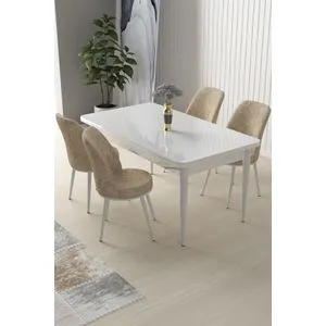 Nil - White, Cream White
Cream Dining Table & Chairs Set (5 Pieces)