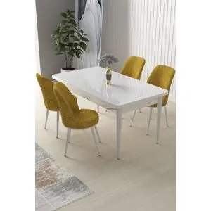 Nil - White, Mustard White
Mustard Dining Table & Chairs Set (5 Pieces)