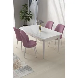 Nil - White, Pink White
Pink Dining Table & Chairs Set (5 Pieces)