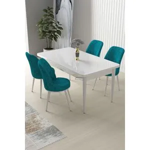 Nil - White, Turquoise White
Turquoise Dining Table & Chairs Set (5 Pieces)