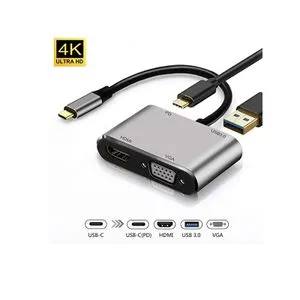 No Name adapter-konvertor tip C na HDMI 4K + VGA + 1x USB 3.0 + tip C